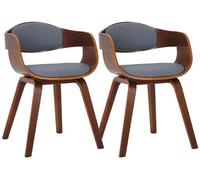 Set de 2 sillas de salón kingston en polipiel simil cuero nogal/gris 46x49x73 cm