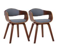 Set De 2 Sillas De Salón Kingston En Polipiel Simil Cuero Nogal/gris 46x49x73 Cm Clp