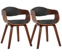 Set de 2 sillas de salón kingston en polipiel simil cuero nogal/negro 46x49x73 cm