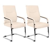 Set De 2 Sillas De Visita Hobart Simil Cuero Crema 60x55x88 Cm Clp