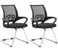 Set de 2 sillas en estilo cantilever eureka con reposabrazos y tapizado con tejido en red color negro