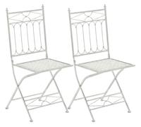 Set de 2 sillas plegables asina metal blanco antiguo 40x42x94 cm