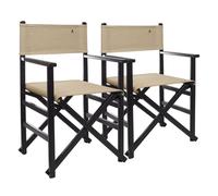 Set de 2 sillones director plegables estructura color wengué con lona piedra, fabricada en madera de haya de primera calidad scalpers