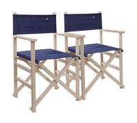 Scalpers Home Set de 2 Sillones Director Plegables Haya Sin Barniz - Color Azul Oscuro, Estructura de Madera de Haya de Calidad - Mobiliario para Salón, Oficina o Exteriores