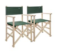 Set de 2 sillones director plegables estructura sin barniz con lona color verde oscuro fabricada en madera de haya de primera calidad scalpers