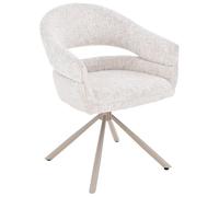 Set de 2 sillones giratorios de Madera y Tela con Patas de Metal en Beige 58x62x85 cm