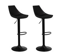 LOLAhome - Set de 2 Taburetes Altos Cocina Giratorios en 360°, Juego de Sillas de Bar Regulables en Altura de 83 a 104 cm, con Respaldo, Estructura Metal Blanca y Reposapiés, Blancos