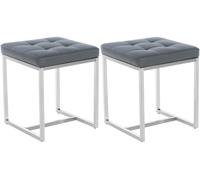 Set de 2 taburetes barci en polipiel simil cuero gris 40x40x48 cm