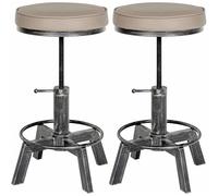 Set de 2 taburetes Destin industriales en polipiel Plateado antiguo