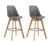 Set De 2 Taburetes Metz En Simil Cuero Gris,Natural