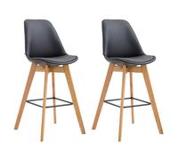 Set De 2 Taburetes Metz En Simil Cuero Negro,Natural