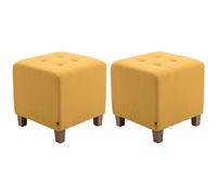 Set de 2 Taburetes Puff Pharao en tela Amarillo