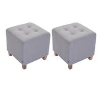 Set de 2 Taburetes Puff Pharao en tela Gris claro