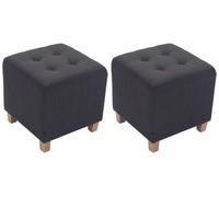 Set de 2 taburetes puff pharao en tela gris oscuro 45x45x46 cm