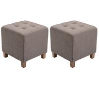 CLP Set De 2 Taburetes Bajos Pharao Tapizados En Tela I Puff Otomanos Decorativos con Base De 4 Patas De Madera Color:Gris Pardo