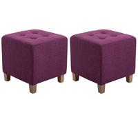 Set de 2 taburetes puff pharao en tela lila 45x45x46 cm