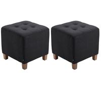 Set de 2 taburetes puff pharao en tela negro 45x45x46 cm