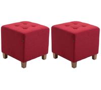Set de 2 taburetes puff pharao en tela rojo 45x45x46 cm