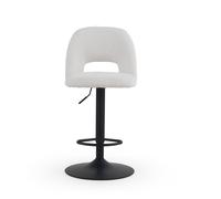 Set de 2 taburetes regulables en altura tapizados en chenilla crema con base metálica negro, 45x45x91 cm Fijalo