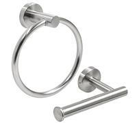 Set De 2 Toallero De Baño Y Portarrollos Papel Higiénico Con Tornillos, Accesorios De Baño Acero Inoxidable Cromado Para Aseo Cocina Lavadero