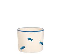 Set de 2 Vasos XXL de Diseño Artesanal Hechos en Italia con Decoración de Peces Azules. Estilo Marino Exclusivo y Elegante para su Mesa de Verano. - ZAFFERANO