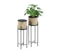 Set de 2 x soportes de flores colfontaine metal 80 x 25,5 x 25,5 cm y 90 x 27 x 27 cm - negro y color arena [en.casa]