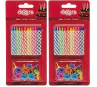 Set de 24 Vela de Cumpleaños Multicolor con Soportes (Paquete de 2)