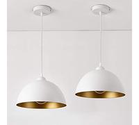 Set de 2x lámpara colgante toulon - 145 x ø 30 cm - e27 - 60w - metal - blanco y oro [lux.pro]