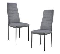 Set de 2x sillas de comedor lidköping tapizadas de tela y acero - 96 x 43 x 52 cm gris [en.casa]