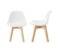 Set de 2x sillas infantiles elvdal plástico/haya/pu 56 x 38 x 33 cm blanco [en.casa]