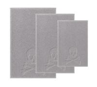 Set de 3/6 toallas de baño calavera (tocador 30x50cm + manos 50x90cm + baño 70x140cm) 100%algodón gris Scalpers Home