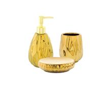 Set de 3 accesorios de baño cerámica dorado. Medidas: 24x10x23 cm. akihaydeto