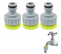 Set de 3 Adaptadores de Grifo, Manguera para Jardín con Conector para Grifo Gardena, Set de Conectores para Manguera de 1/2 Pulgada y 3/4 Pulgada, Conexión de Manguera de Plástico, Empalme de Manguera