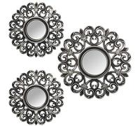 Set de 3 Apliques de Pared Redondos con Espejos de melamina en Plateado 35cm-1 Pz y 25cm-2 Pz.