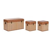 Set de 3 baúls, de PU bambu, en color marron natural, medidas 80x40x45 cm Fijalo
