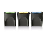 Prosperplast Cubos de reciclaje KEDEN SORTIBOX – 100% plástico reciclado, negro – Set 3x25 L