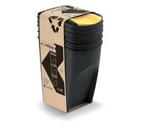 Set de 3 cubos de basura KEDEN SORTIBOX 100% plástico reciclado, negro, volumen 3x35L