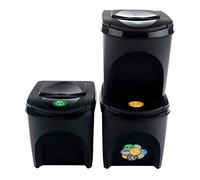 Set de 3 cubos de basura KEDEN SORTIBOX papelera reciclaje, antracita, volumen 3x25L