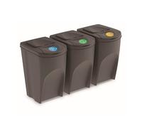 Prosperplast Cubos de basura KEDEN SORTIBOX – Set de 3, reciclaje, gris 3x35L