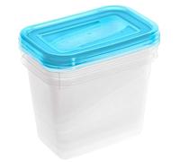 Set de 3 Fiambreras, 3 x 1 l, 15,5 x 10,5 x 11,5 cm, Fredo Fresh, Azul transparente KEEEPER