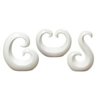 Set de 3 Figuras abstractas Porcelana Blanca 2x12x15 cm