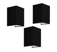 Set de 3 lámparas de pared schwerin moderna 1x e27 60 w textil de lino 20 x 16 x 13 cm - negro [lux.pro]