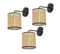 Set de 3 lámparas de pared southend moderna 1x e14 40 w metal-plástico 25 x ø 16 cm - negro y beige [lux.pro]