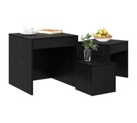 Set de 3 Mesas de Cafe Anidadas Roble Negro, Tamano Grande 45x45x45 cm, | Muebles para interiores, diseño minimalista, ahorro de espacio, montaje sencillo con destornillador, limpieza con paño seco,