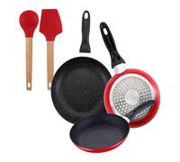 Set de 3 sartenes san ignacio con revestimiento en mármol ø16 cm ø20 cm ø24 cm+juego de 2 utensilios de cocina de silicona