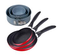 Set de 3 sartenes san ignacio con revestimiento en mármol ø16 cm ø20 cm ø24 cm+juego de 3 moldes de horno redondos ø12ø18ø22cm