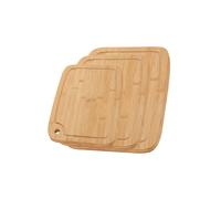 Set de 3 Tablas de Cortar de Bambú, Bloques de Corte de Bambú Natural con Canaletas para Jugos, Tablero de Cocina Antibacterial I Para Cortar Queso, Carne, Frutas, Verduras