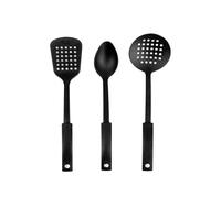 Set de 3 utensilios de cocina San Ignacio Dots en color negro (espátula ranurada, cuchara y espumadera)