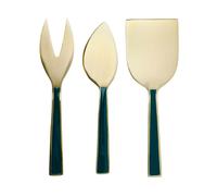 Set de 3 Utensilios para Queso en Acero Inoxidable Dorado con Mango Esmeralda - Artesà KitchenCraft