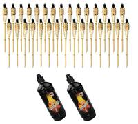 Set de 30 faroles de bambú de 90 cm con aceite para lámparas